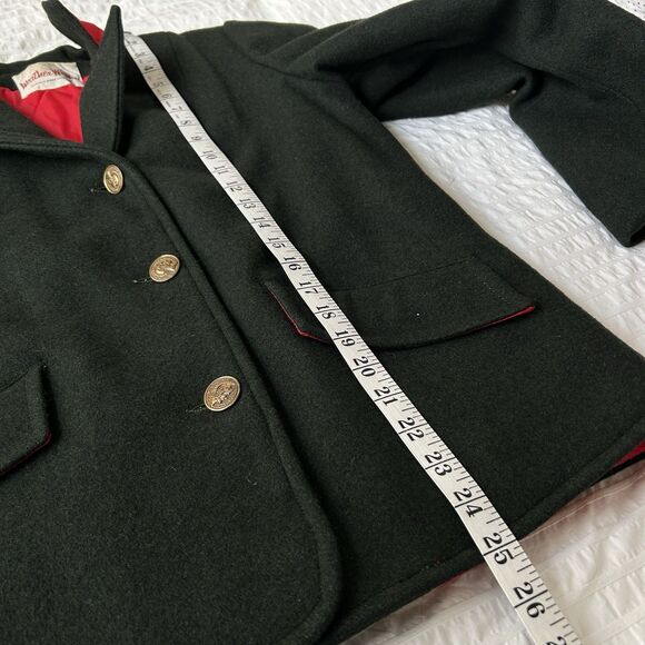 VTG Dark Green Wool Schoolboy Blazer Coat Womens XS/S Preppy Acadamia Holiday - Picture 14 of 16